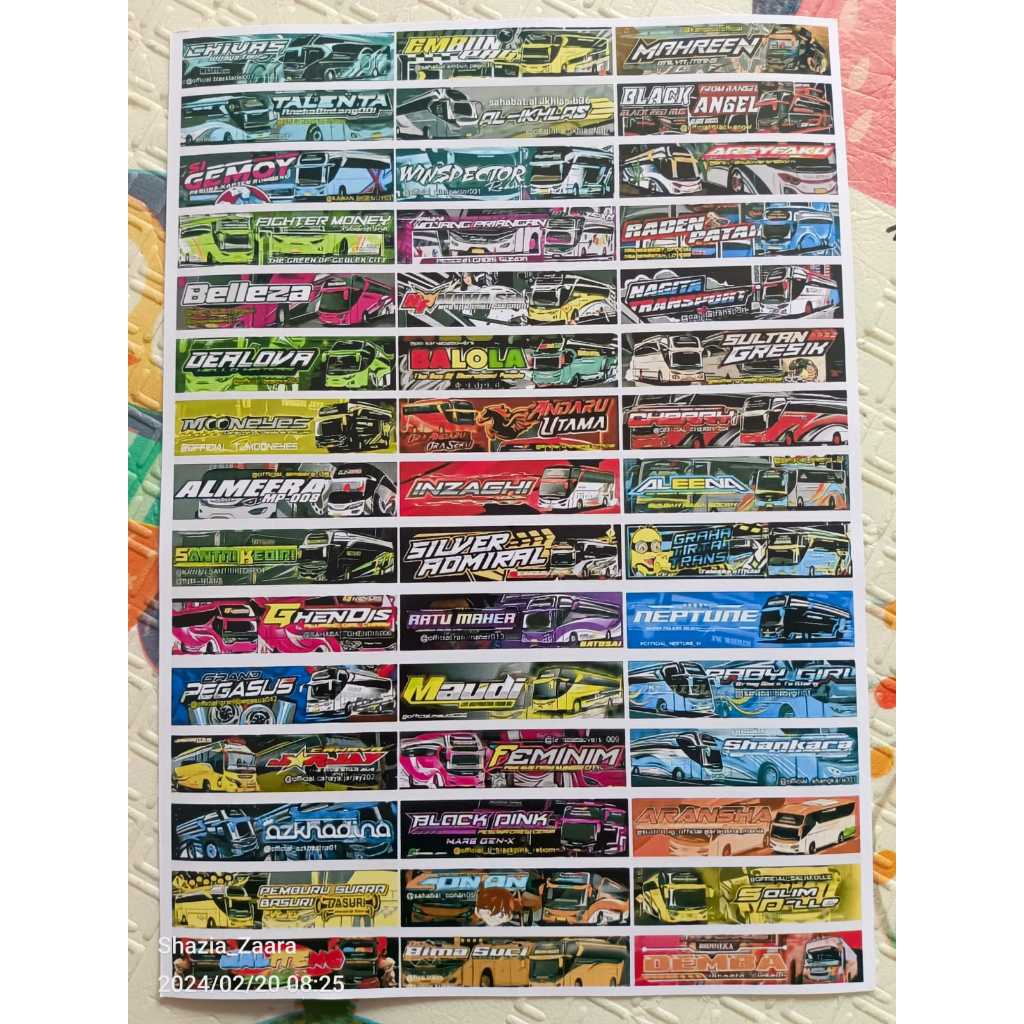 Jual Stiker Nama Bus Basuri Lanskap Viral Glossy Kuat Mengkilap Tahan ...