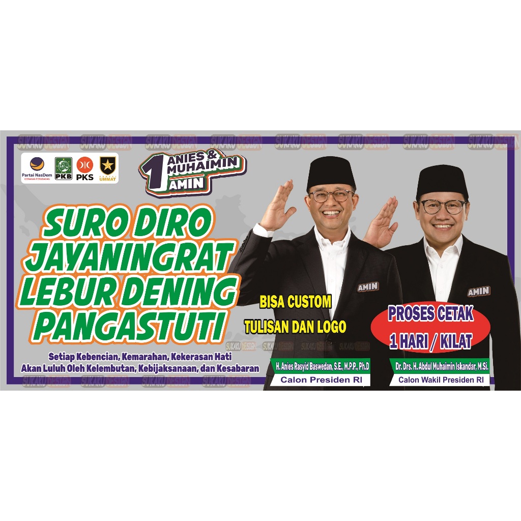 Jual BANNER / SPANDUK ANIS MUHAIMIN AMIN 2024 SURO DIRO JAYANINGRAT ...