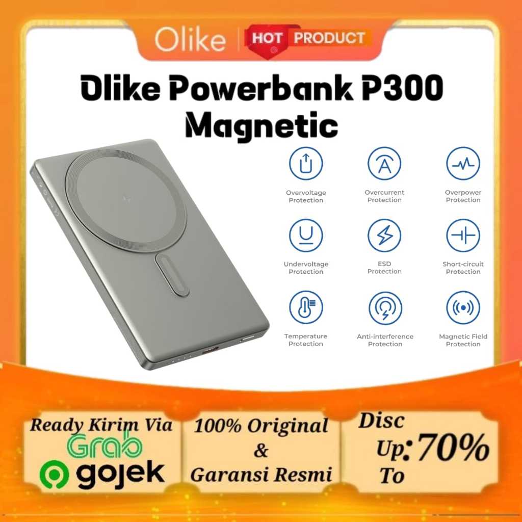 Jual Olike P300 Powerbank 5000mAh Magslim Wireless USB TYPE C PD 20W