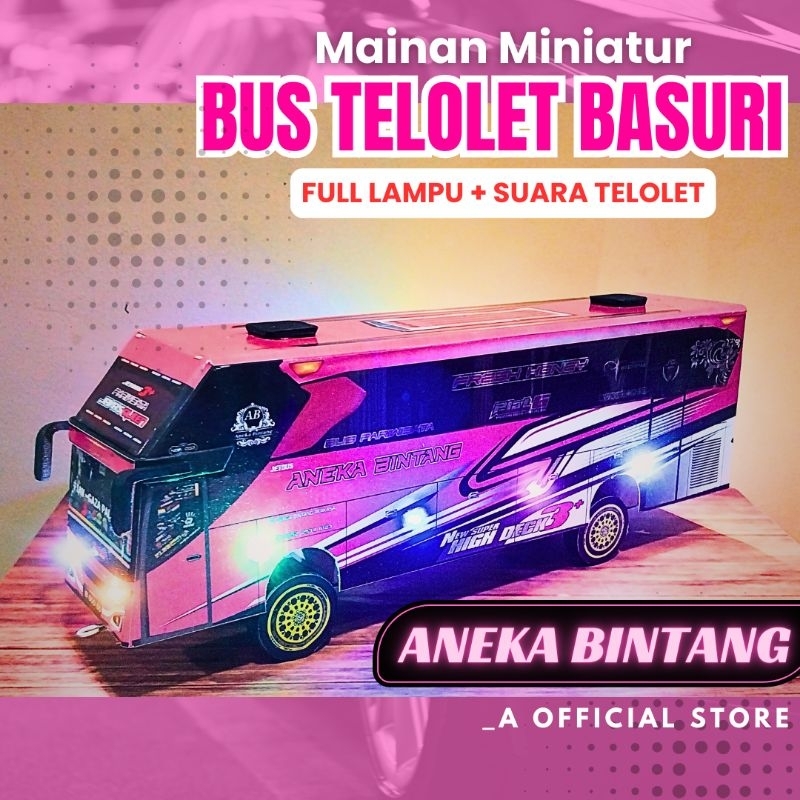 Jual Mainan Miniatur Bus Telolet Basuri Bus Akap Indonesia Bus Aneka Bintang Javaqueen Full