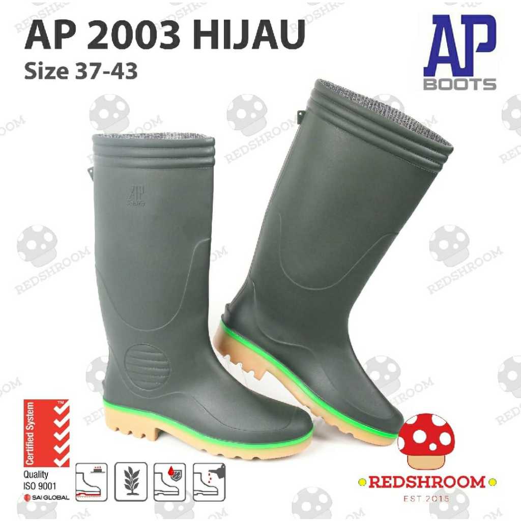 Jual Sepatu Boot Tinggi AP Boots AP ORCA Hijau Sepatu Karet Pria ...
