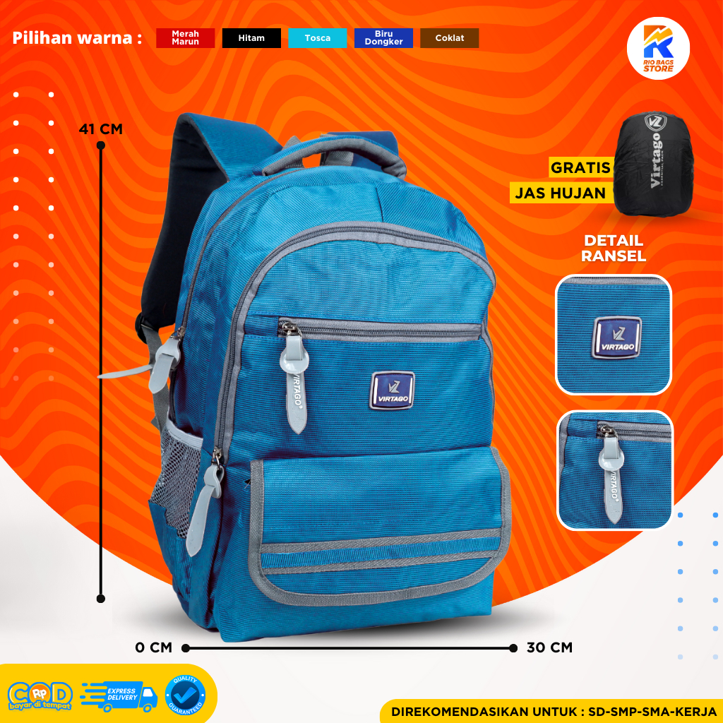 Jual Tas Ransel Virtago/Tas Sekolah SMP-SMA/Tas Laptop Untuk Kerja ...