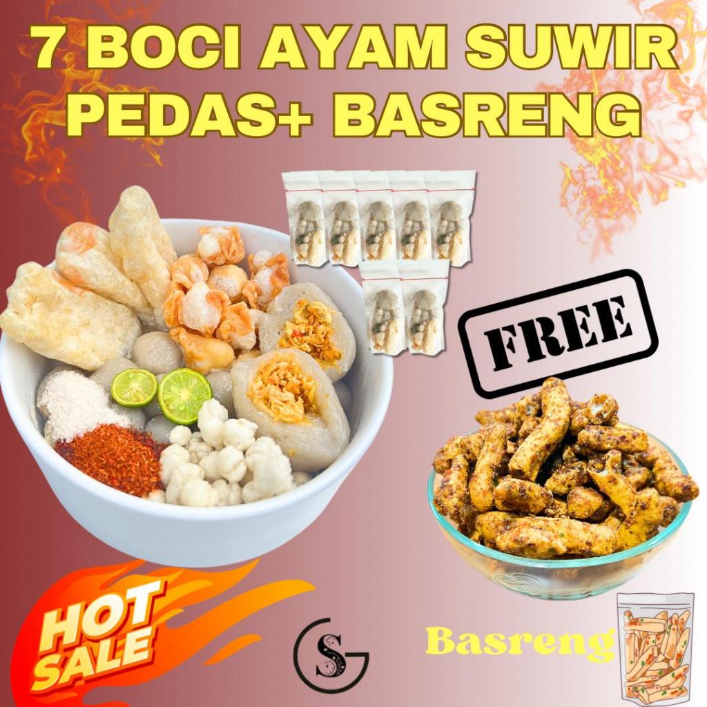 Jual 7 Bungkus Baso Aci Ayam Suwir Pedas Basreng Paket Usaha Hotpot