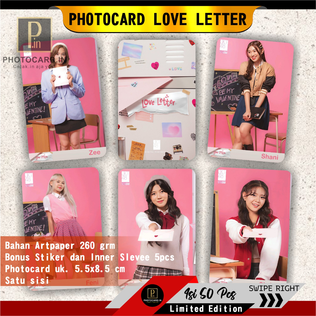 Jual Photocard Jkt48 Edisi Love Letter New Era Isi 50 Pcs Free Stiker Dan Inner Slevee 5pcs