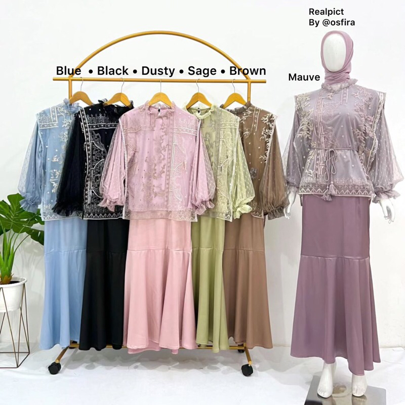 Jual Zafi Dress one set / setelan atasan dengan bawahan rok/lebaran ...