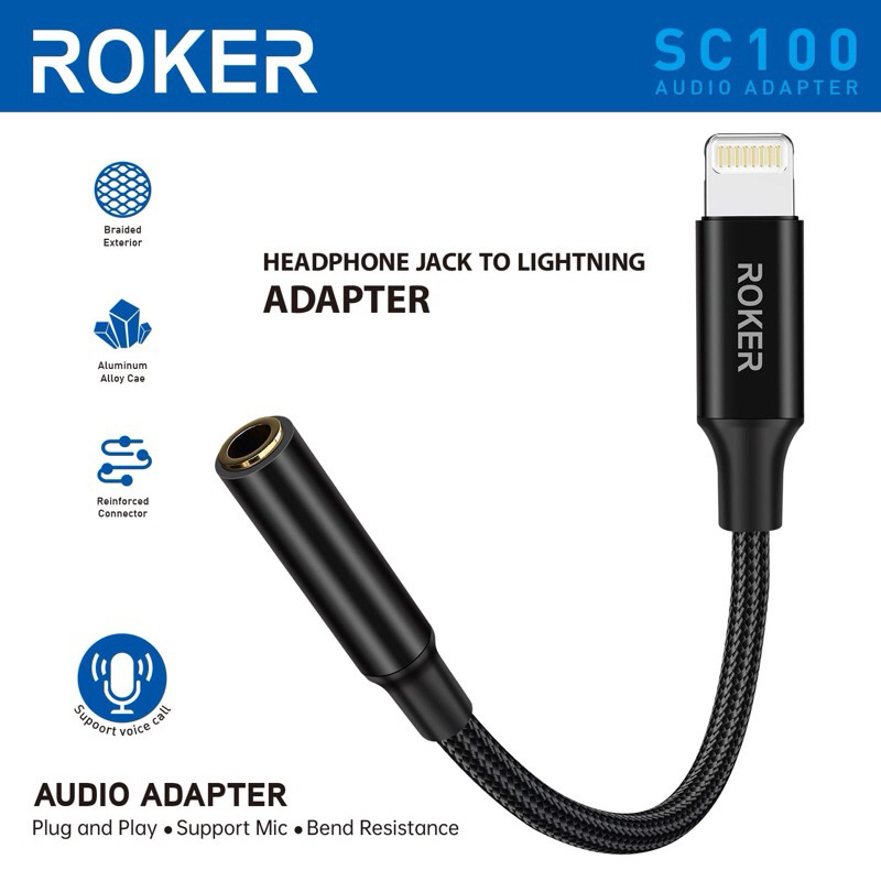 Jual Splitter Roker SC100 Audio Adapter Lightning / IPHONE To Jack HP 3 ...