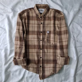 Kemeja Flanel Lengan Panjang Unisex Pria Wanita Kemeja Flanel Coklat Pria Premium Distro Lengan