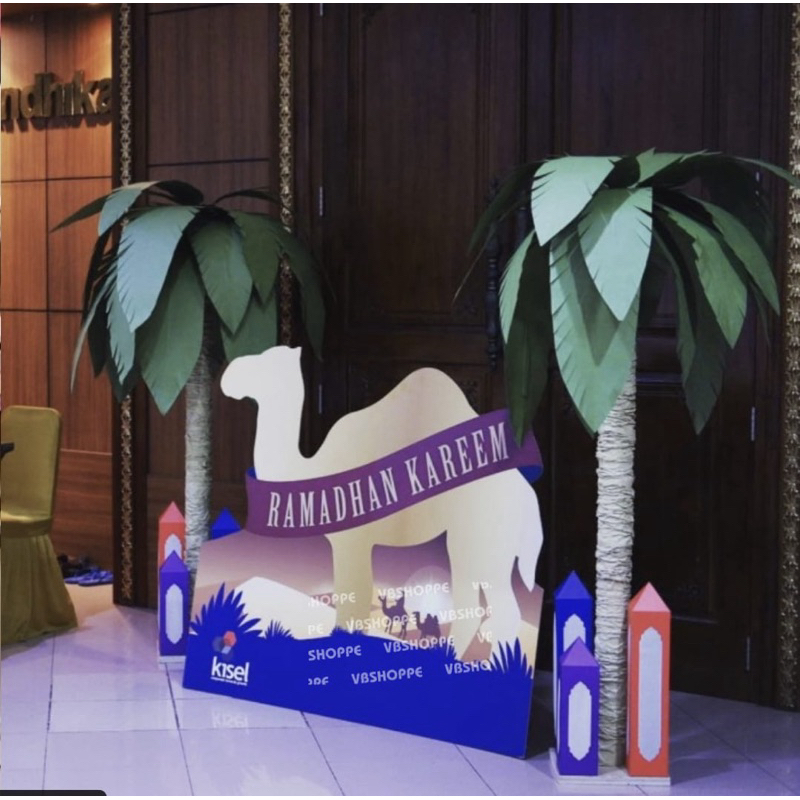 Jual PREMIUM BACKDROP DEKORASI UNTA ONTA CAMEL EID MUBARAK CUSTOM LOGO ...