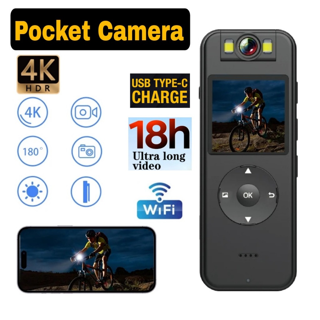 Jual Kamera Pocket Wifi 2K HD Night Vision Body Camera Recorder Usb C ...