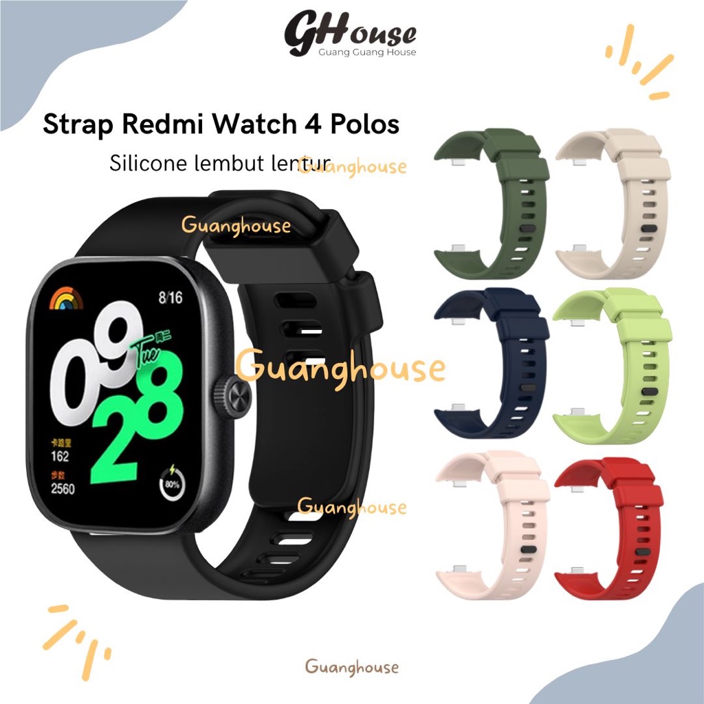 Strap Redmi Watch 4 Polos Tali Pengganti Xiaomi Redmi Watch 4 Bahan Silikon Lembut Polos Warna