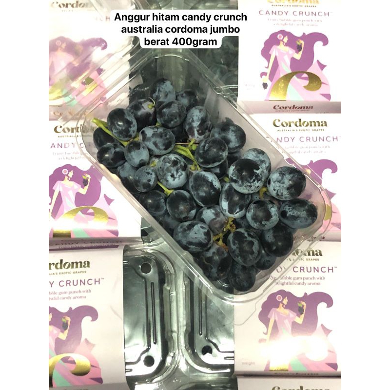 Jual Anggur Hitam Candy Crunch Australia cordoma JUMBO berat 400 grm ...