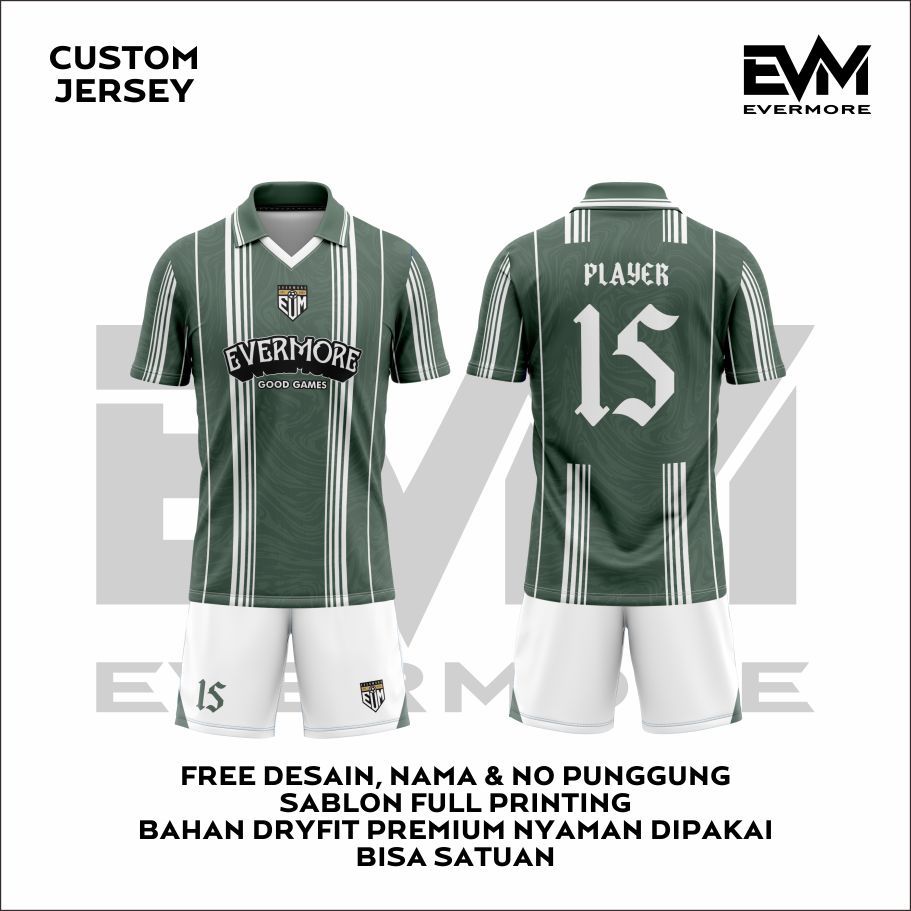 Jual Jersey Sport Sage Essence Hijau Stripe Dryfit Full Printing