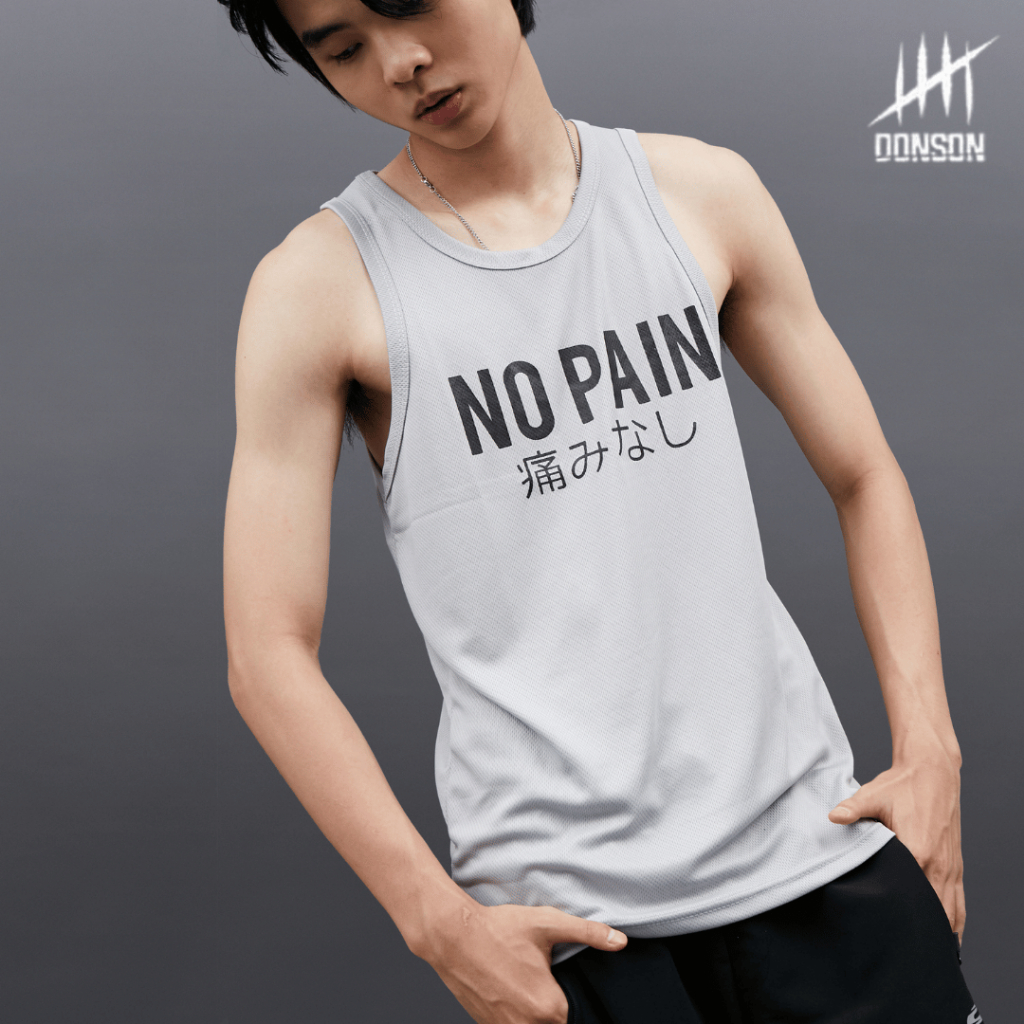 Jual DONSON Sportswear Sleeveless Tank Top Singlet No Pain English Grey ...