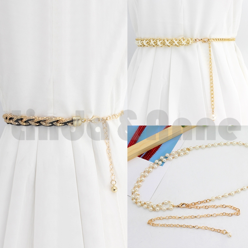 Jual (COD) Belt Ikat Pinggang Mutiara Rantai Model Kepang Cantik Pearl ...