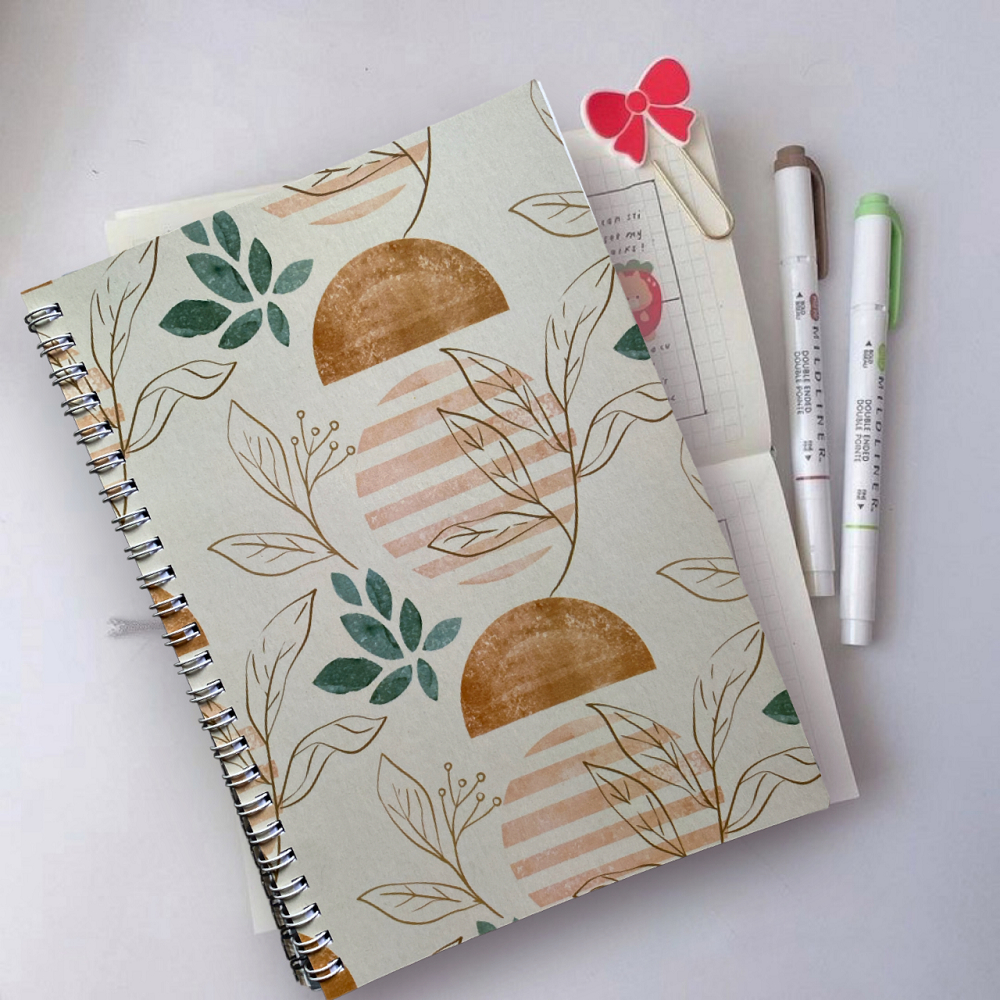 Jual NoteBook Spiral A5 Aesthetic Brown Memphis Floral / Buku Catatan ...