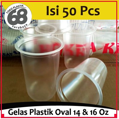 Gelas Plastik Oval 16 Oz dan 14 Oz