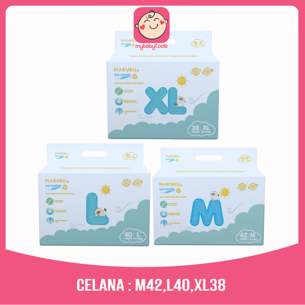 Jual MAKUKU SAP DIAPERS COMFORT FIT PANTS M42 L40 XL38 | Shopee Indonesia