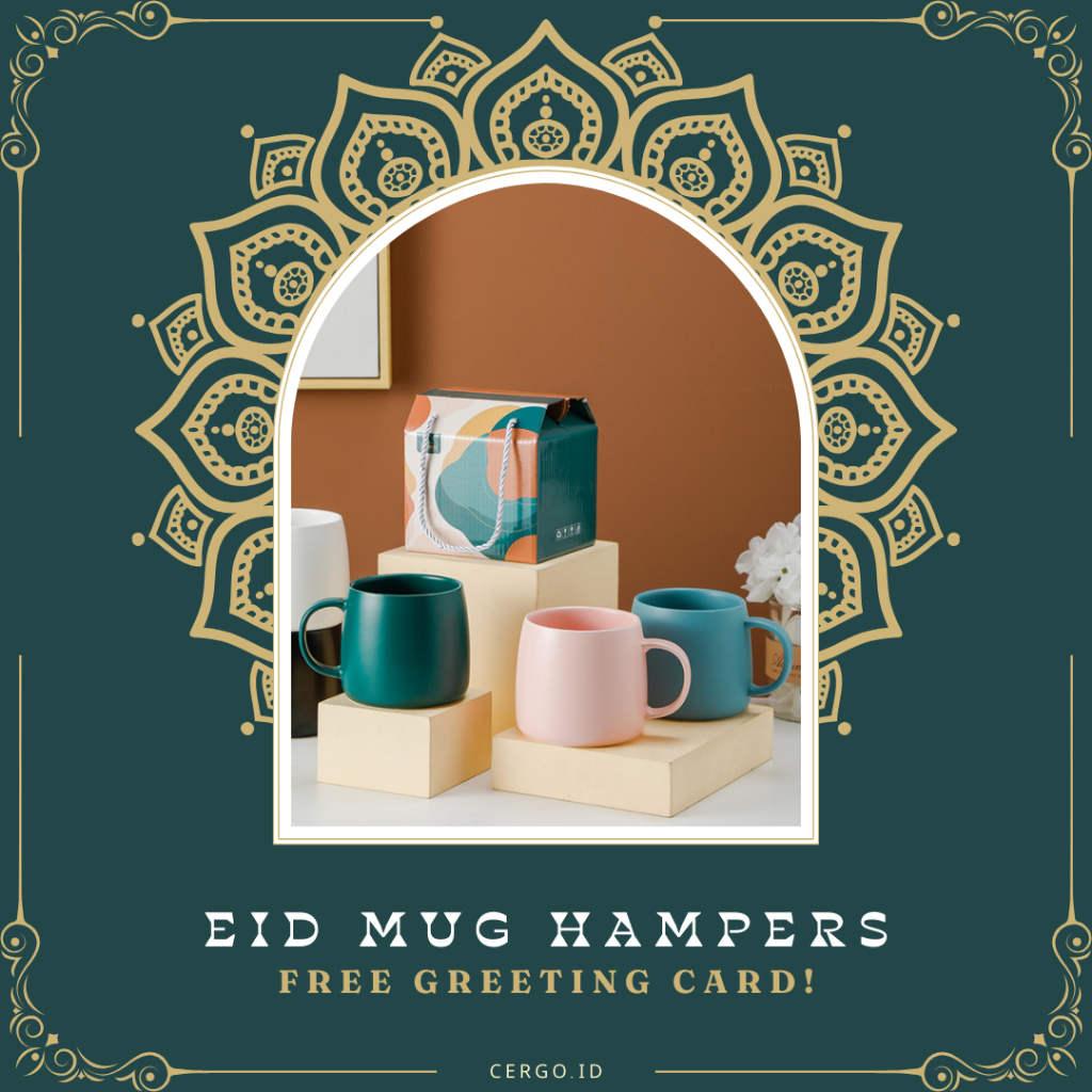 Jual Mug Gelas Keramik Gelas Aesthetic Cangkir Cantik Hampers Lebaran Eid Mubarak T 0441