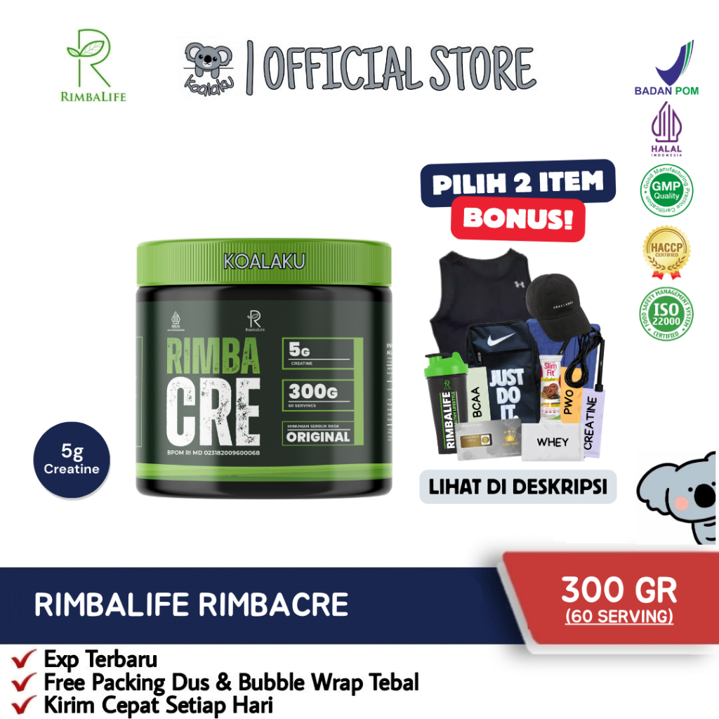 Jual Rimbalife Rimbacre Rimba Creatine Monohydrate 300 Gram 60 Serving ...