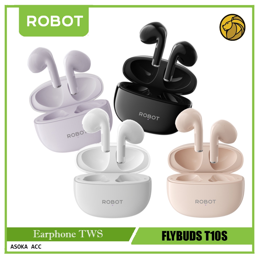 Jual Robot TWS Bluetooth Earphone Flybuds T10S Waterproof IPX4 Semi In ...