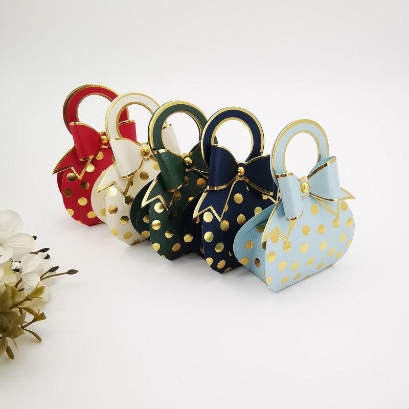 Jual R - HAPPY KOTAK PERMEN BOX TAS POLKA DOT GOLD PITA KEMASAN KADO ...
