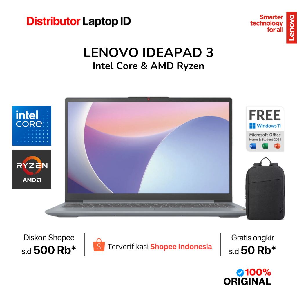 Jual LAPTOP LENOVO IDEAPAD 3 / INTEL I3 1215U / RAM 8GB SSD 512GB/256GB ...