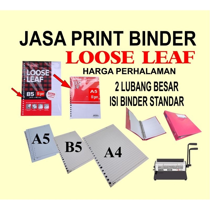 JASA PRINT BINDER LOOSE LEAF A5/B5 TERMURAH