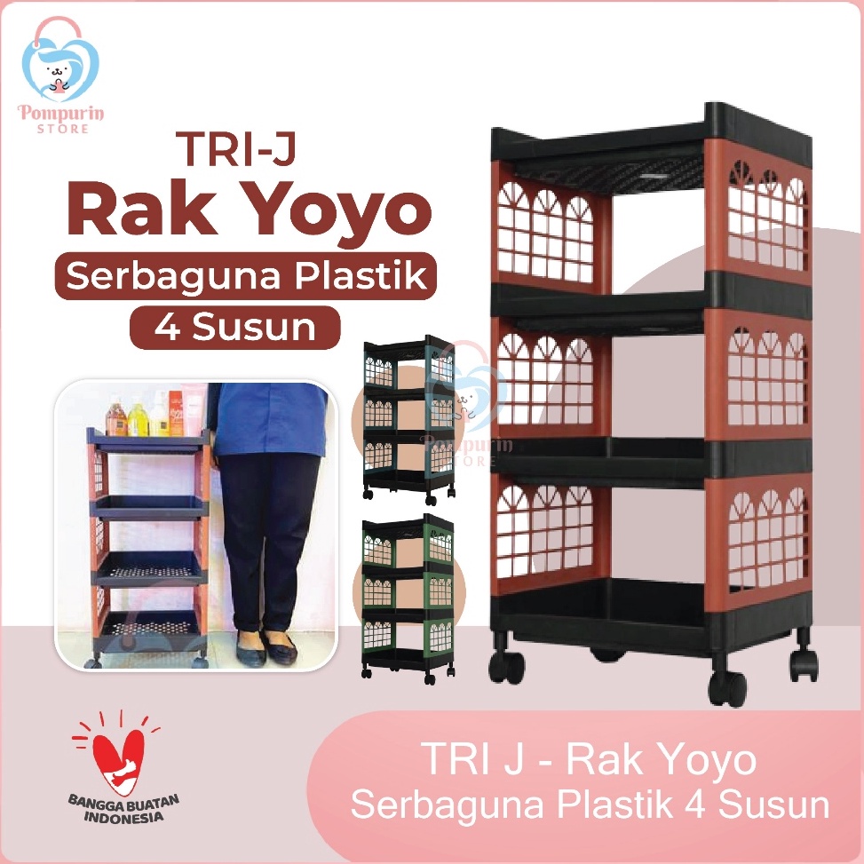 Jual Promosi Menarik TRI J Rak Yoyo Serbaguna Plastik 4 Susun Rak Roda ...