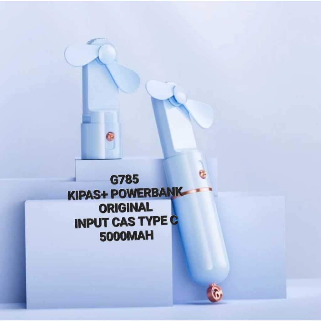Jual G785 KIPAS ANGIN MINI LIPAT POWERBANK ORIGINAL CAS TYPE C 5000 MAH