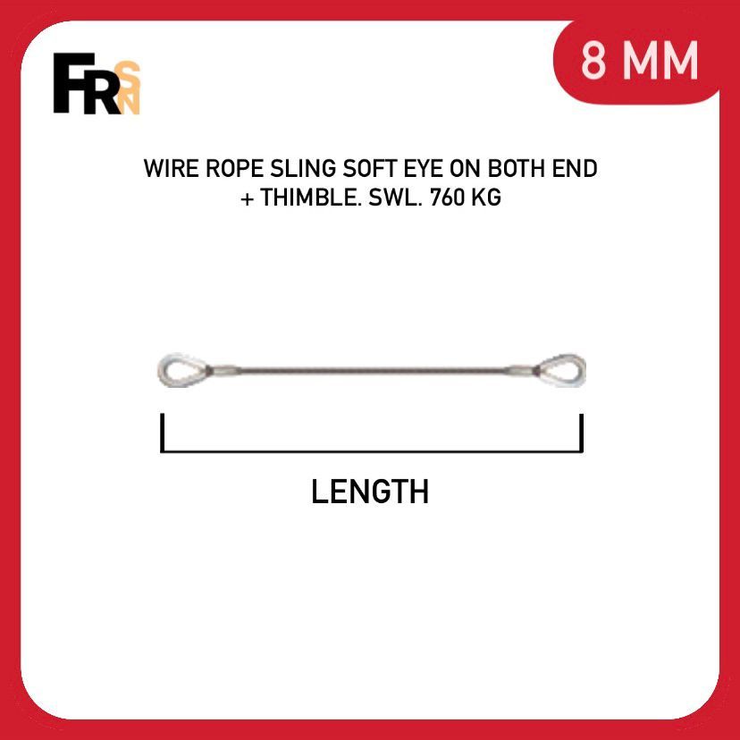 Jual WIRE ROPE SLING SOFT EYE ON BOTH END THIMBLE. 8 MM GALVANIZED. SWL ...