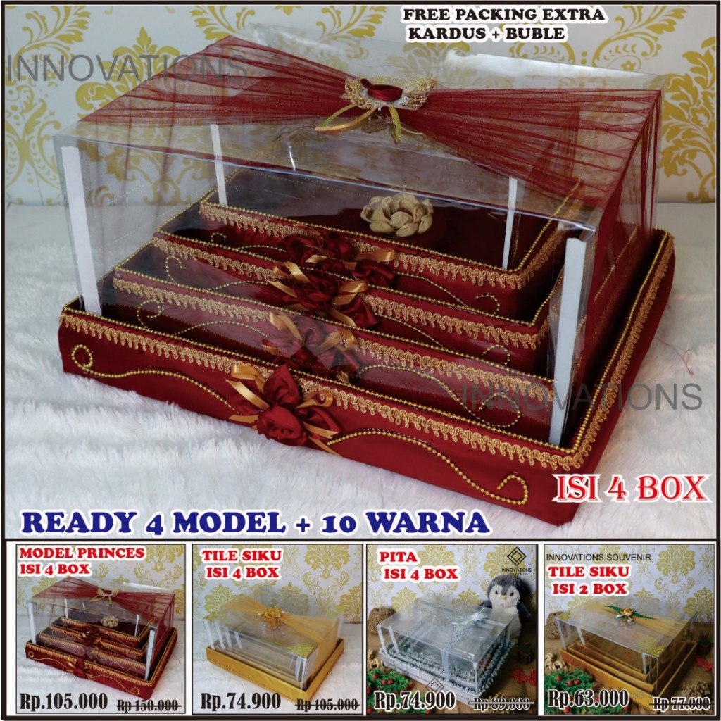 Box Kotak Seserahan 1 set Isi 4 Pernikahan Mika Tempat Jewelery Cincin Aksesoris alat Sholat
