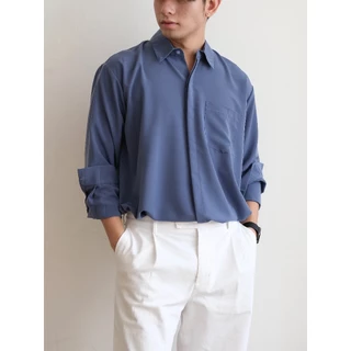 Cozyclub Oversized Shirt Pria Lengan Panjang