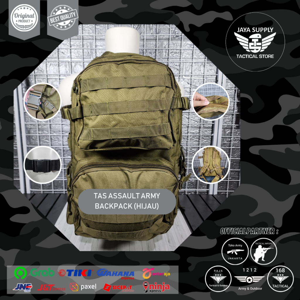 Jual Tas Ransel Tactical Asault Impor Army Militer Cordura - Hijau ...