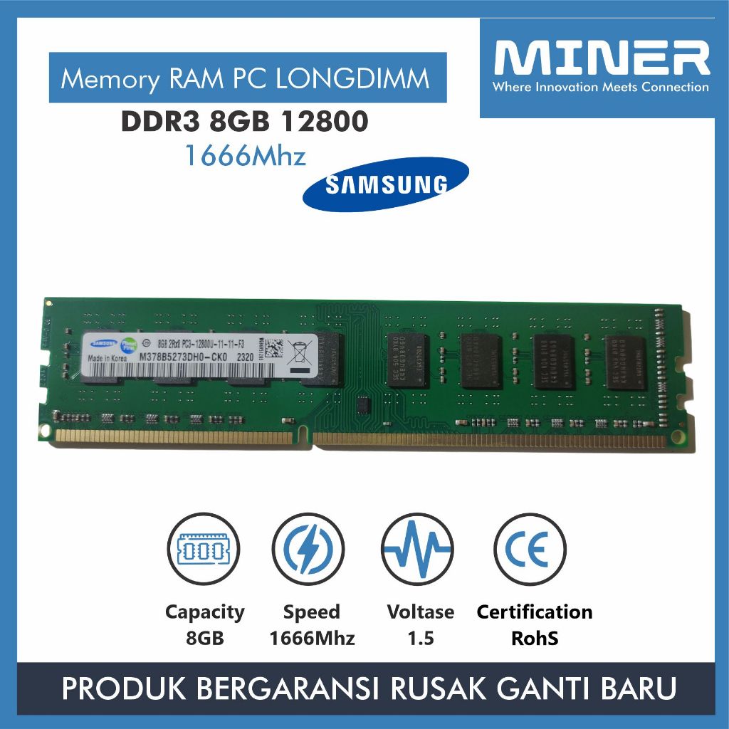MINER Memory RAM PC Samsung DDR3 8GB PC12800 1666Mhz
