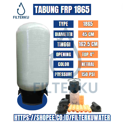 Jual Tabung Filter Nanotec FRP 1865 + head 3 way valve 4 inch | Shopee ...