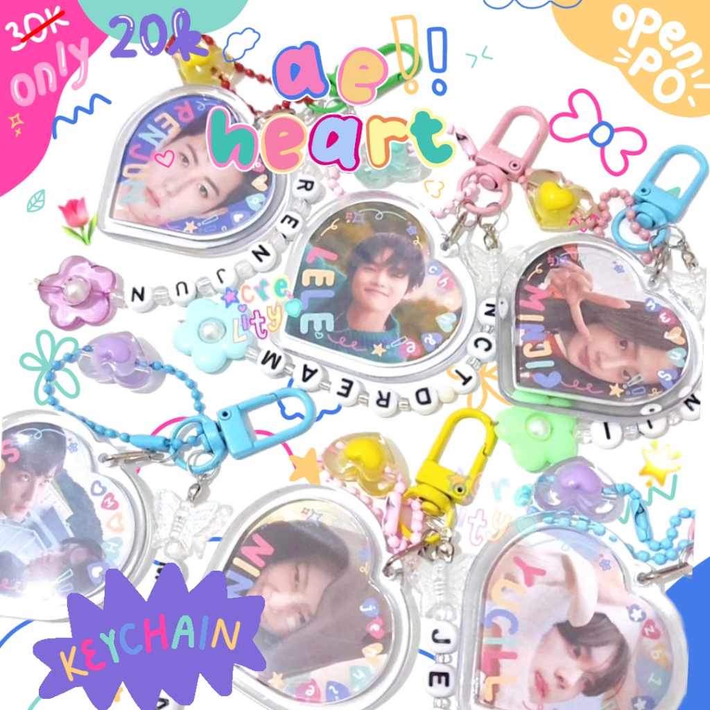 Jual ♡ ae-heart keychain ♡ | custom kpop beads keychain | custom foto ...