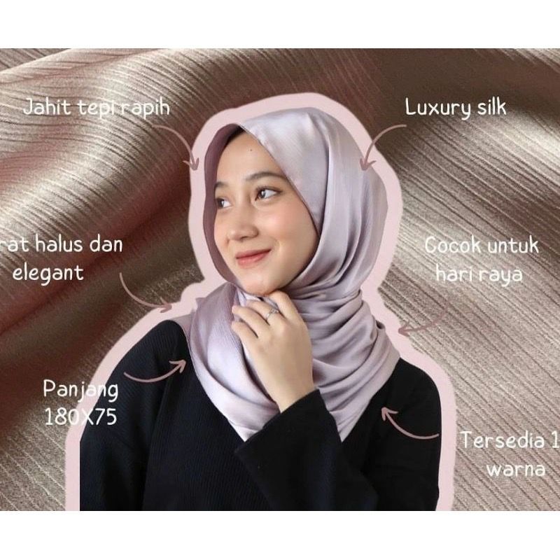 Jual PASHMINA SILK TEXTURED CRINKLE SUPER ADEM/HIJAB PASHMINA - Main Image