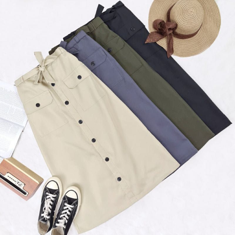 Jual ARRASY SKIRT BUTTON ( L XL XXL ) ROK SAKU DEPAN MODEL KANCING ...