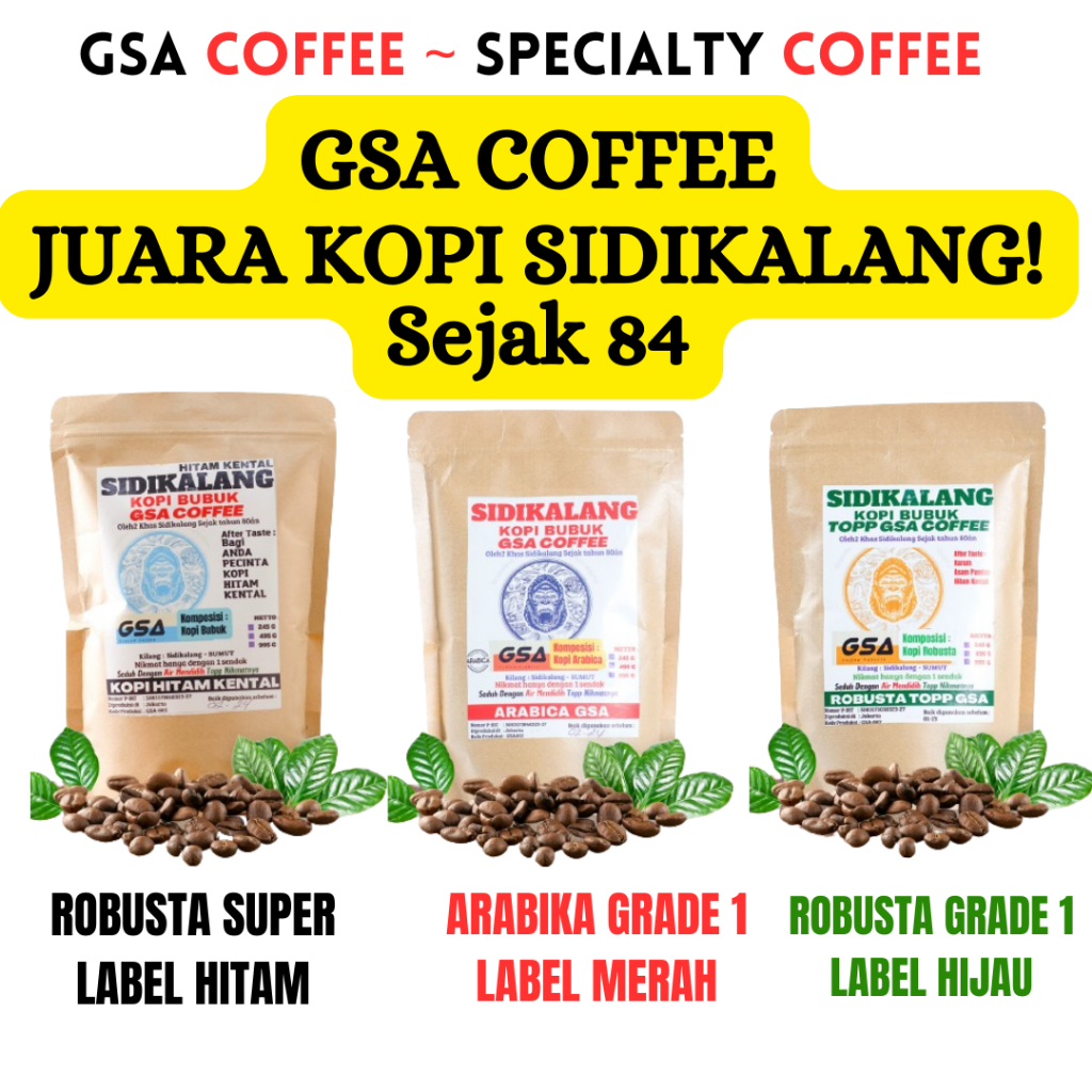 Jual Gsa Kopi Bubuk Hitam Asli Sidikalang 500g Arabika Robusta Arabica