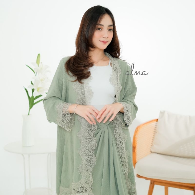 Jual anya set by alna official / set outer rok lilit / set raya ...