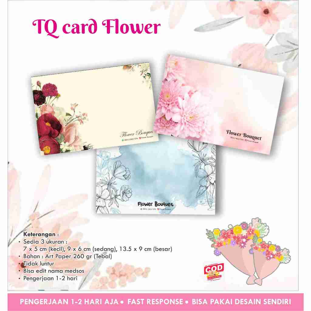 Jual [40 pcs] TQ Card Flower / Bunga / Buket / Thank You Card / Kartu ...