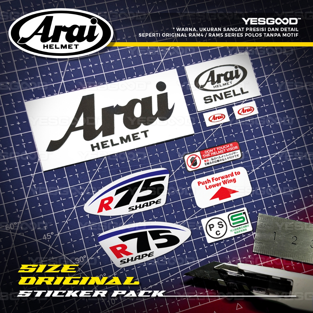 Jual PREMIUM Stiker Pack Arai Size Original Sangat Detail Cutting ...