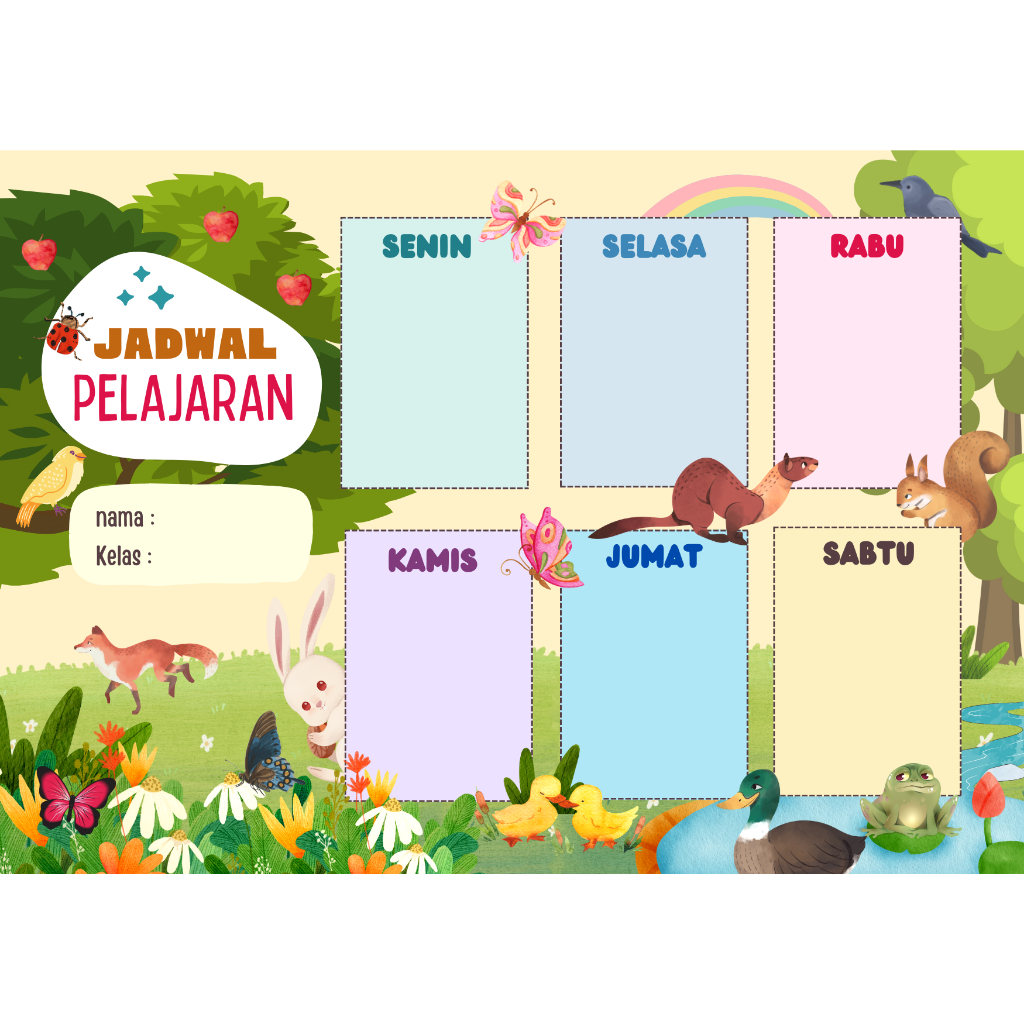 Jual Poster Jadwal Pelajaran / School Timetable / Untuk Anak ...