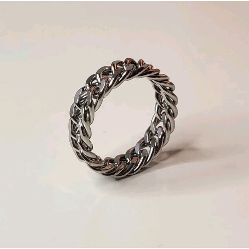Jual CINCIN RANTAI SILVER PRIA WANITA BAHAN TITANIUM ANTI KARAT ...