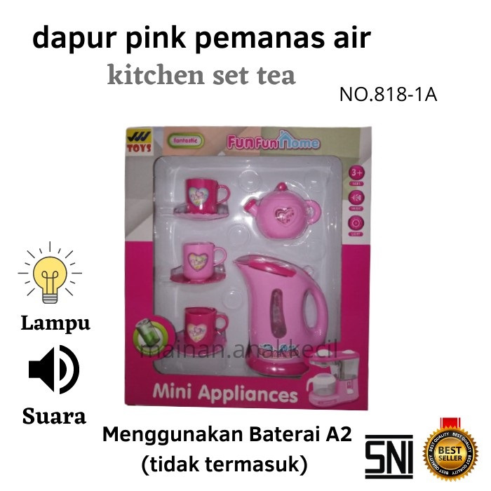 Jual mainan anak perempuan kitchen set tea set dapur pink pemanas air ...