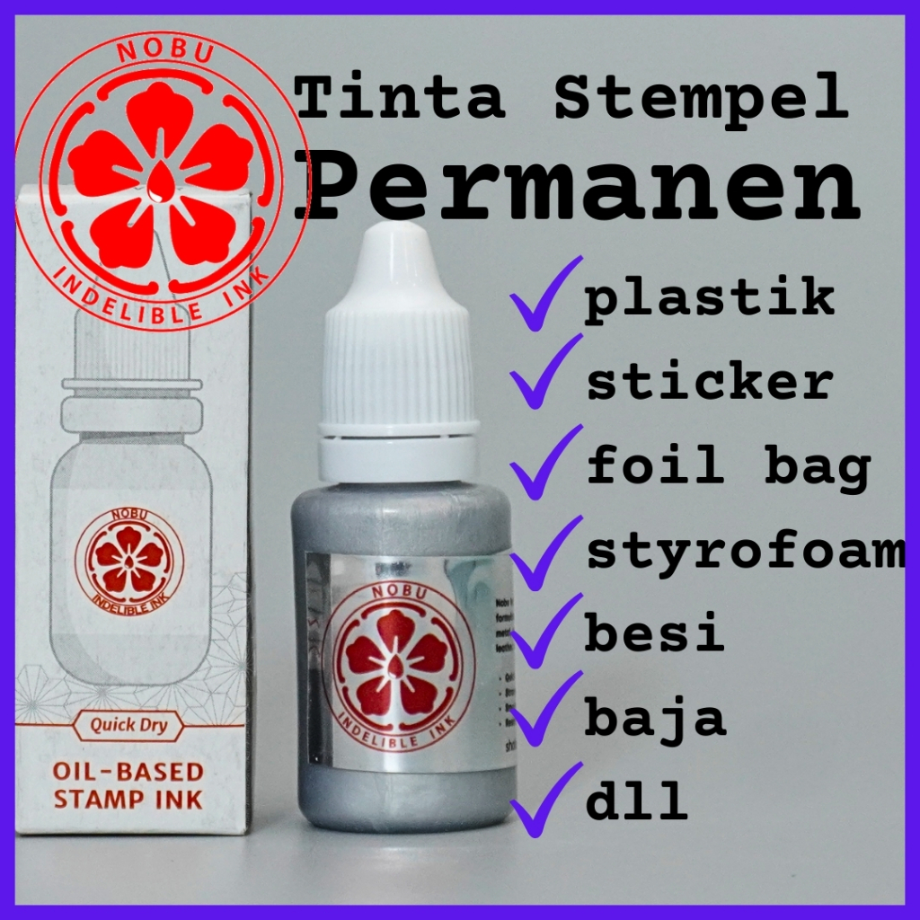 Jual Nobu Ink - Tinta Stempel Permanen Warna Silver, Perak, Gold, Emas ...