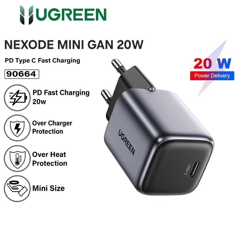 Jual UGREEN NEXODE Mini GaN USB-C PD 20W Adaptor Fast Charging | Shopee ...