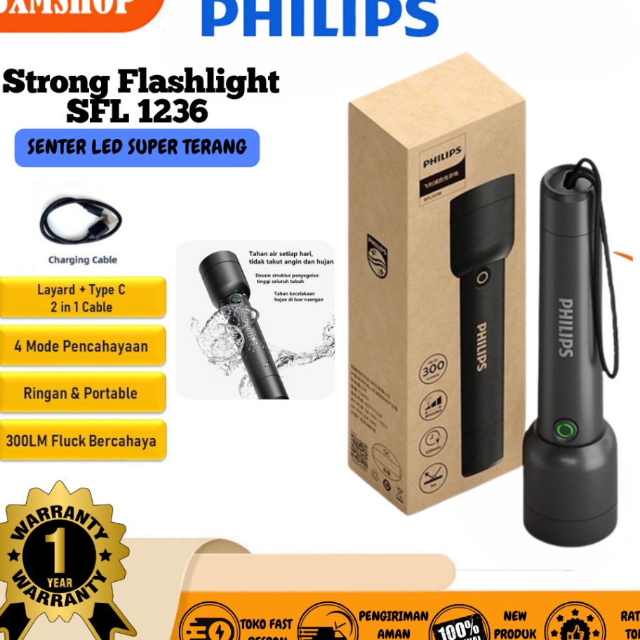 Jual Hemat Besar Philips SFL 1236 Senter Led Mini Flashlight Led Senter ...