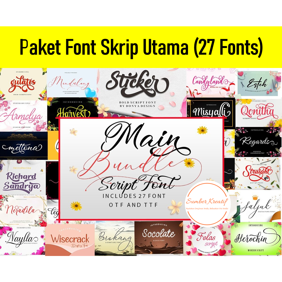 Jual Paket Font Skrip Utama (27 Fonts) | Shopee Indonesia