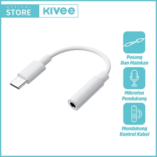 KIVEE Converter Splitter Type C And Lightning to 3.5mm audio jack KV-AD19 kabel audio white